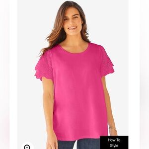 Eyelet Ruffle Tee- 2X